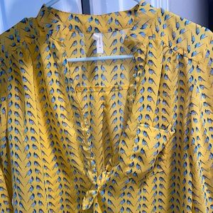 Sheer Yellow TRUTH NYC Long Sleeve Blouse Size M